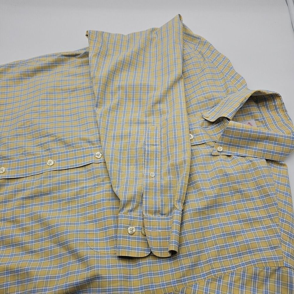 Brooks Brothers Men's Yellow/Blue Check 346 Button Down Shirt Size M‎